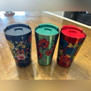 3 pioneer woman floral stainless tumbler set